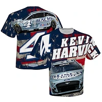 Men's Stewart-Haas Racing Team Collection White Kevin Harvick Busch Light Sublimated Patriotic Total Print T-Shirt