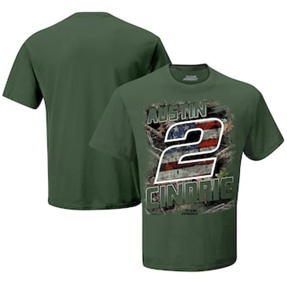 Men's Team Penske Olive Austin Cindric Camo Patriotic T-Shirt