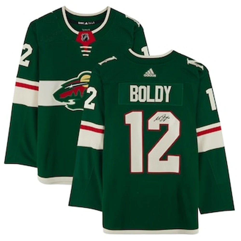 Matthew Boldy Green Minnesota Wild Autographed adidas Authentic Jersey