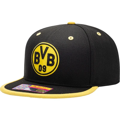 Men's Black Borussia Dortmund Tape Snapback Hat