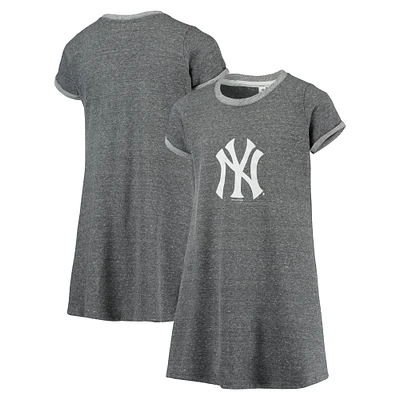 Girls Youth Soft as a Grape Heathered Charcoal New York Yankees Melange Dress