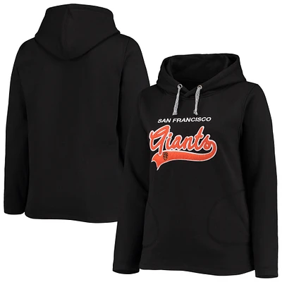 Women's Soft as a Grape Black San Francisco Giants Plus Side Split Pullover Hoodie