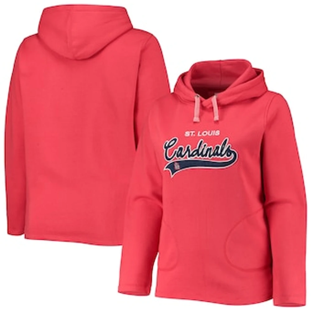 Women's Soft as a Grape Red St. Louis Cardinals Plus Side Split Pullover Hoodie