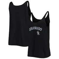 Women's Soft as a Grape Black Colorado Rockies Slouchy Tank Top