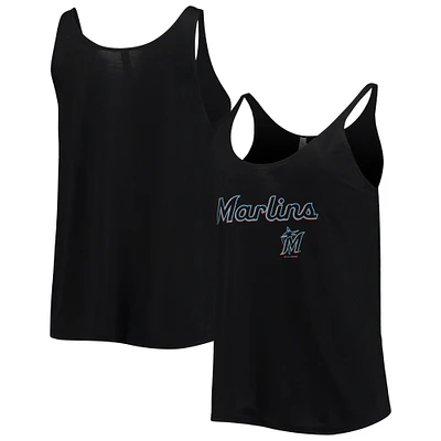 Women's Soft as a Grape Black Miami Marlins Slouchy Tank Top