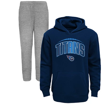 Toddler Navy/Heather Gray Tennessee Titans Double-Up Pullover Hoodie & Pants Set