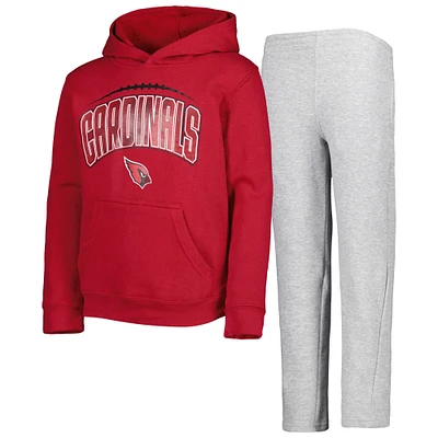 Youth Cardinal/Heather Gray Arizona Cardinals Double Up Pullover Hoodie & Pants Set