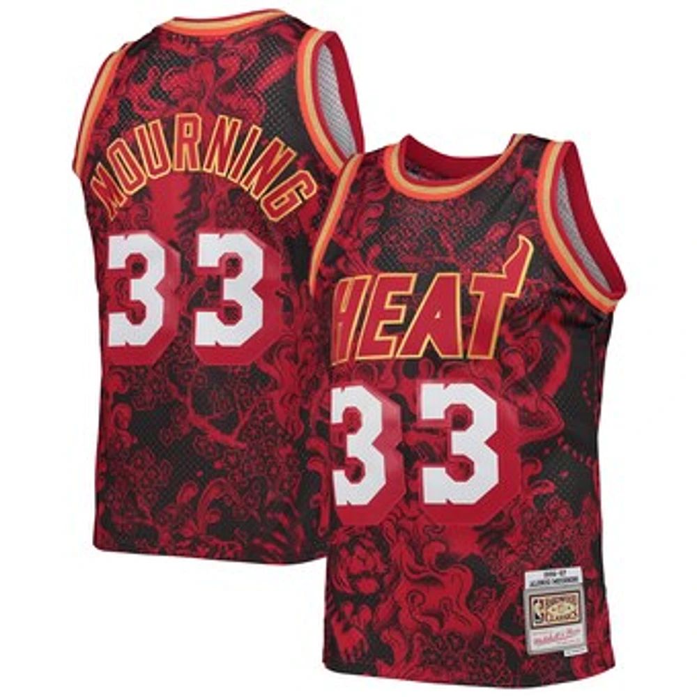 Men's Mitchell & Ness Alonzo Mourning Red Miami Heat Hardwood Classics 1996/97 Lunar New Year Swingman Jersey