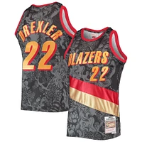 Men's Mitchell & Ness Clyde Drexler Black Portland Trail Blazers Hardwood Classics 1991/92 Lunar New Year Swingman Jersey