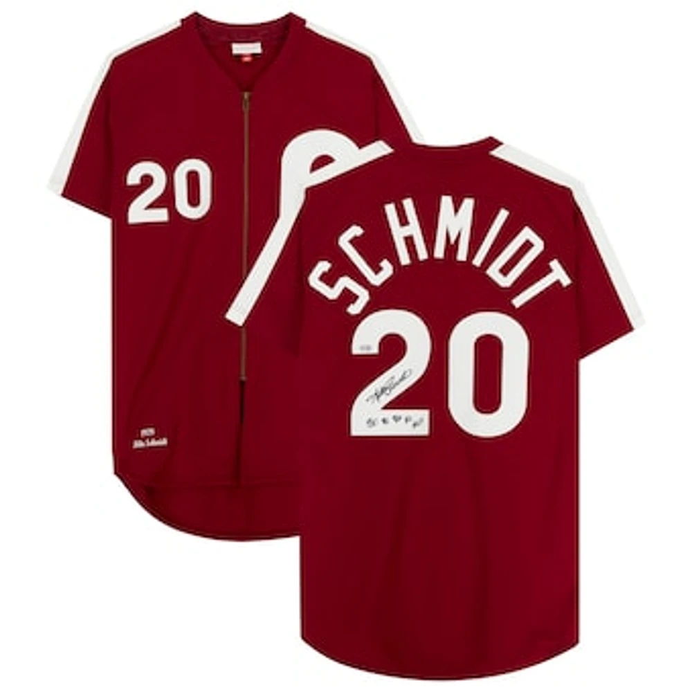 Mike Schmidt Burgundy Philadelphia Phillies Autographed Mitchell & Ness Authentic Jersey with "80 81 86 NL MVP" Inscription