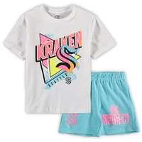 Preschool White/Light Blue Seattle Kraken Wave Breaker T-Shirt & Shorts Set