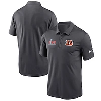 Men's Nike Anthracite Cincinnati Bengals Super Bowl LVI Bound Patch Polo