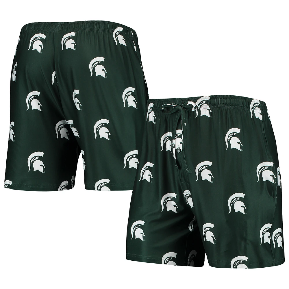 Men's Concepts Sport Green Michigan State Spartans Flagship Allover Print Jam Shorts