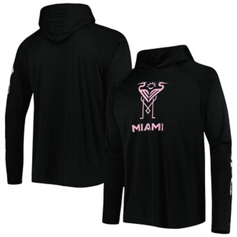 Men's Columbia Black Inter Miami CF Terminal Tackle Omni-Shade Raglan Pullover Hoodie