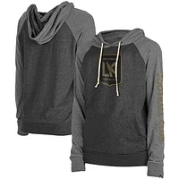 Women's 5th & Ocean by New Era Heathered Black/Heathered Gray LAFC Jersey Raglan Pullover Hoodie