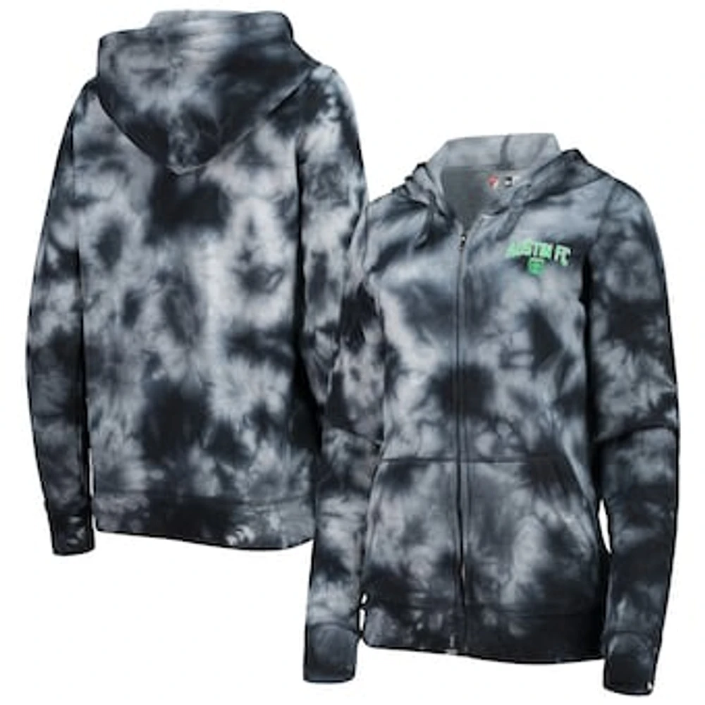 Women's 5th & Ocean by New Era Black Austin FC Tie-Dye Full-Zip Hoodie Jacket