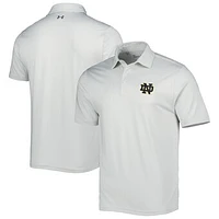 Men's Under Armour White Notre Dame Fighting Irish Green Trail Stripe Polo