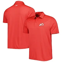 Men's Under Armour Red Utah Utes Green Trail Stripe Polo