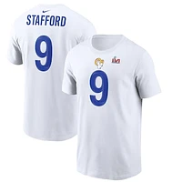 Men's Nike Matthew Stafford White Los Angeles Rams Super Bowl LVI Name & Number T-Shirt