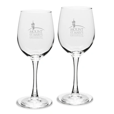 Mount St. Mary's Mountaineers 12oz. 2-Piece Traditional White Wine Glass Set