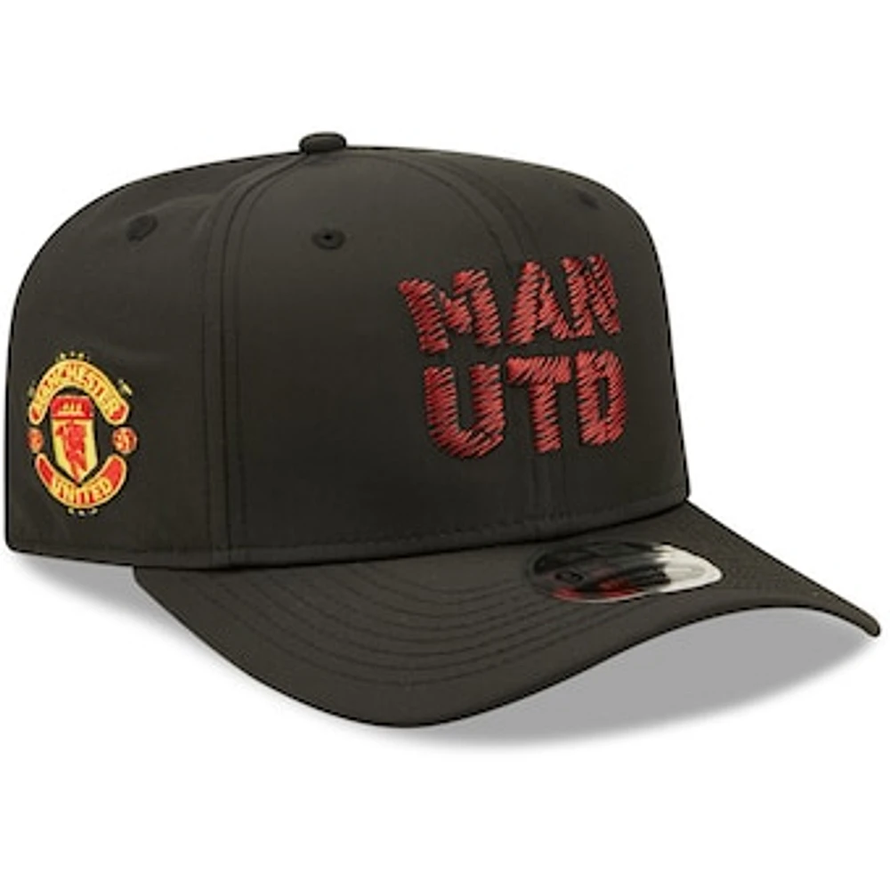 Men's New Era Black Manchester United Weave Overlay 9FIFTY Snapback Hat