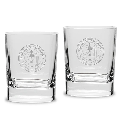 Sonoma State Seawolves 11.75oz. Square Double Old Fashioned Glass Set