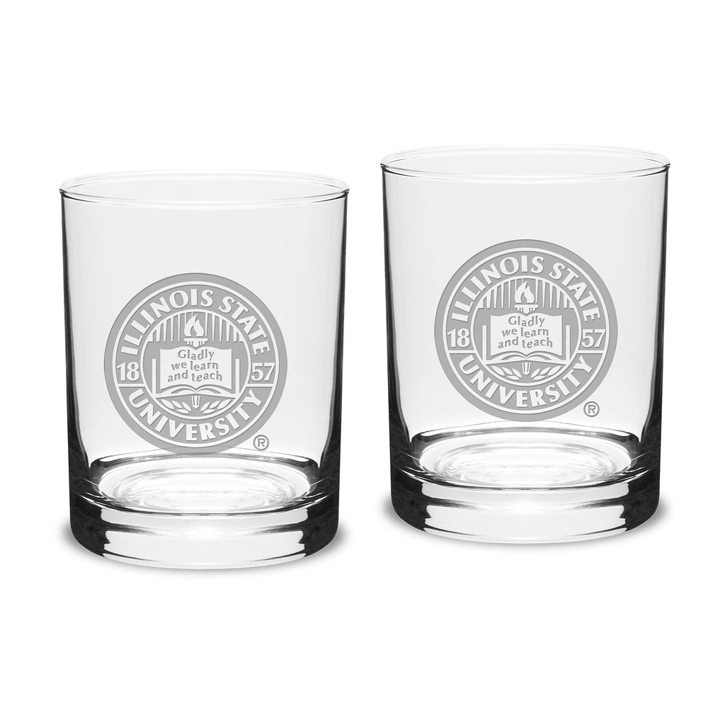 Illinois State Redbirds Logo 14oz. 2-Piece Classic Double Old-Fashioned Glass Set