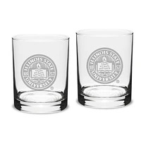 Illinois State Redbirds Logo 14oz. 2-Piece Classic Double Old-Fashioned Glass Set
