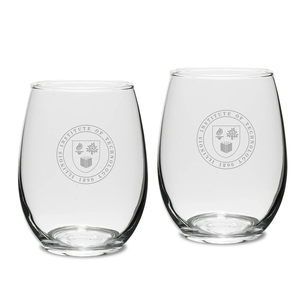 Illinois Tech Scarlet Hawks 15oz. 2-Piece Stemless Wine Glass Set