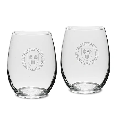 Illinois Tech Scarlet Hawks 15oz. 2-Piece Stemless Wine Glass Set