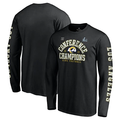 Men's Fanatics Black Los Angeles Rams 2021 NFC Champions Vintage Long Sleeve T-Shirt