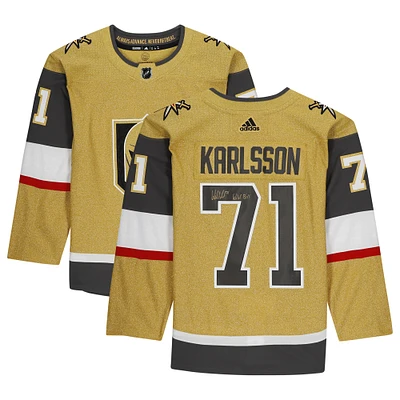 William Karlsson Gold Vegas Golden Knights Autographed Alternate adidas Authentic Jersey with "Wild Bill" Inscription