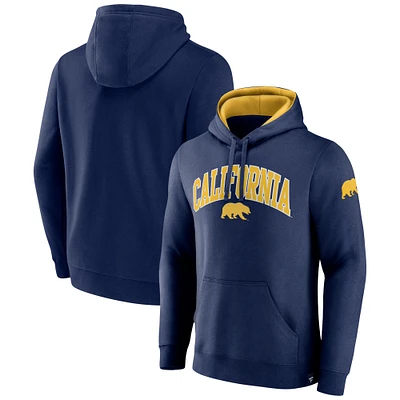 Men's Fanatics Navy Cal Bears Arch & Logo Tackle Twill Pullover Hoodie