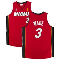 Dwyane Wade Red Miami Heat Autographed Mitchell & Ness Authentic Jersey with "3x NBA Champ" Inscription