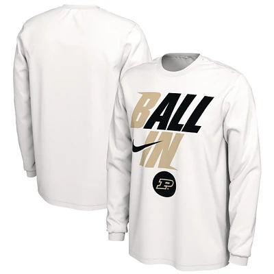 Men's Nike White Purdue Boilermakers Ball In Bench Long Sleeve T-Shirt