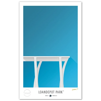 Miami Marlins Minimalist loanDepot Park 17'' x 26'' Limited Edition Fine Art Print