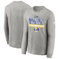 Youth Nike Heathered Gray Los Angeles Rams Super Bowl LVI Champions Locker Room Trophy Collection Long Sleeve T-Shirt