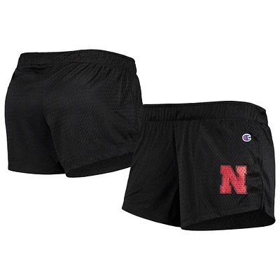 Women's Champion Black Nebraska Huskers Logo Mesh Shorts