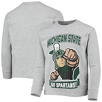 Youth Champion Heathered Gray Michigan State Spartans Strong Mascot Team T-Shirt