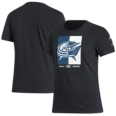 Women's adidas Black Columbus Blue Jackets Reverse Retro 2.0 Playmaker T-Shirt