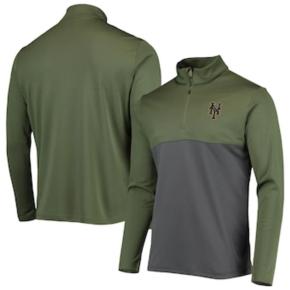 Men's Levelwear Olive New York Mets Delta Pursue Quarter-Zip Jacket