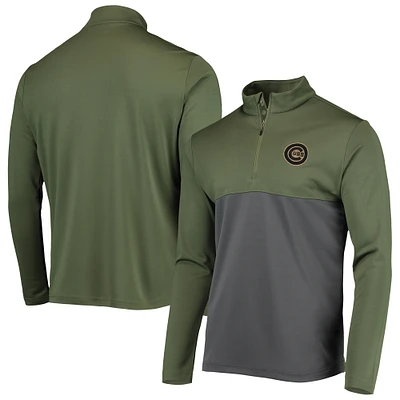 Men's Levelwear Olive Chicago Cubs Delta Pursue Quarter-Zip Jacket