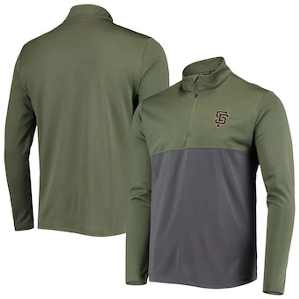 Men's Levelwear Olive San Francisco Giants Delta Pursue Quarter-Zip Jacket