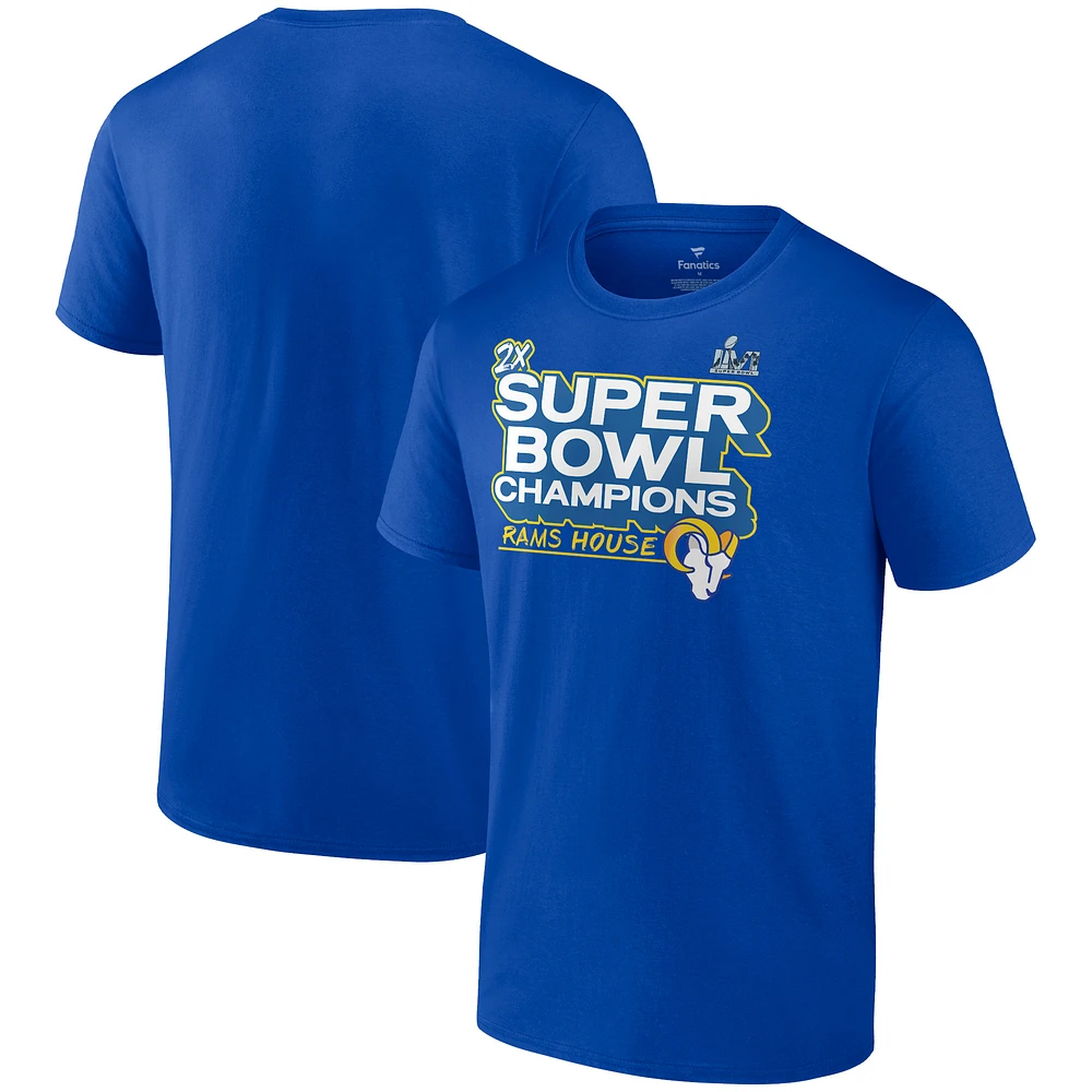 Men's Fanatics Royal Los Angeles Rams Super Bowl LVI Champions Parade Celebration T-Shirt