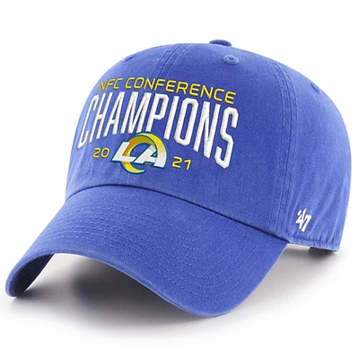 Men's '47 Royal Los Angeles Rams 2021 NFC Champions Clean Up Adjustable Hat