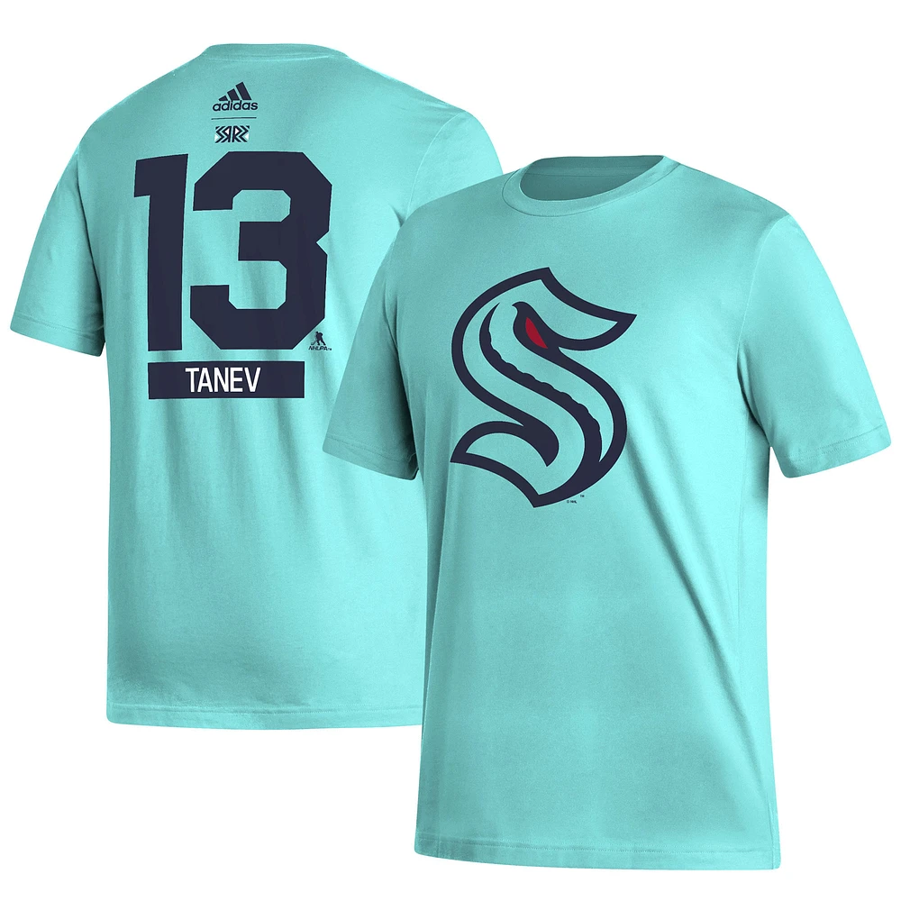 Men's adidas Brandon Tanev Teal Seattle Kraken Reverse Retro 2.0 Name & Number T-Shirt