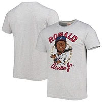 Men's Homage Ronald Acuna Jr. White Atlanta Braves Caricature Tri-Blend T-Shirt