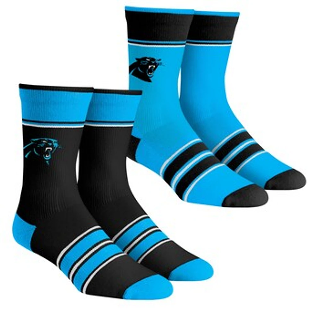 Unisex Rock Em Socks Carolina Panthers Multi-Stripe 2-Pack Team Crew Sock Set