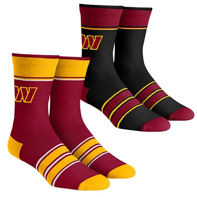 Youth Rock Em Socks Washington Commanders Multi-Stripe 2-Pack Team Crew Sock Set