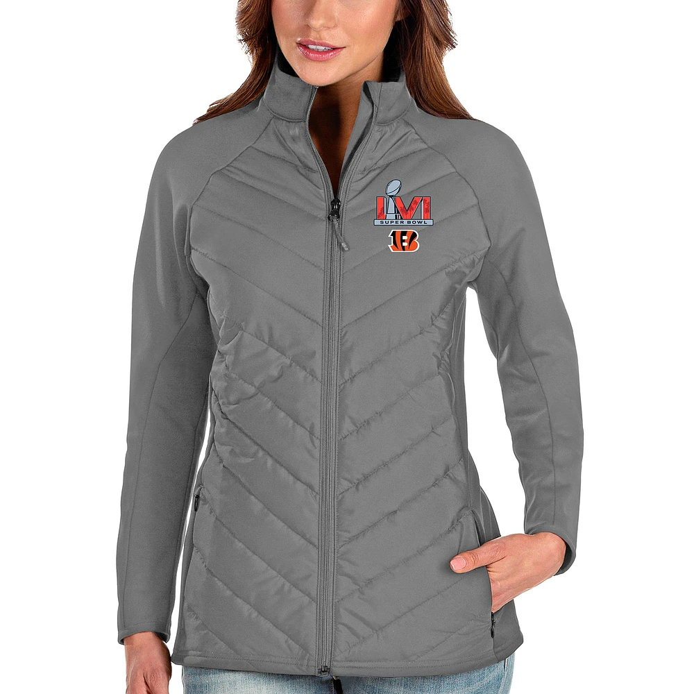 Women's Antigua Steel Cincinnati Bengals Super Bowl LVI Bound Altitude Full-Zip Jacket